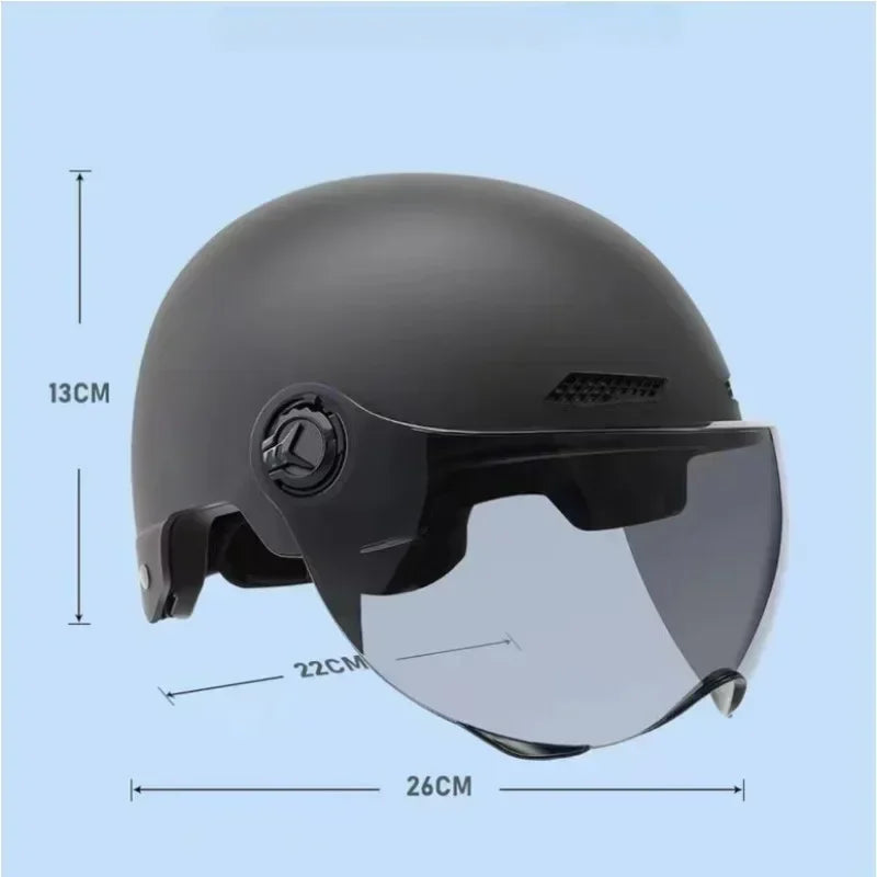Bicycle Safety Helmet 3C Certified Men's and Women's Electric Bicycle Motorcycle Half Helmet with Goggles
